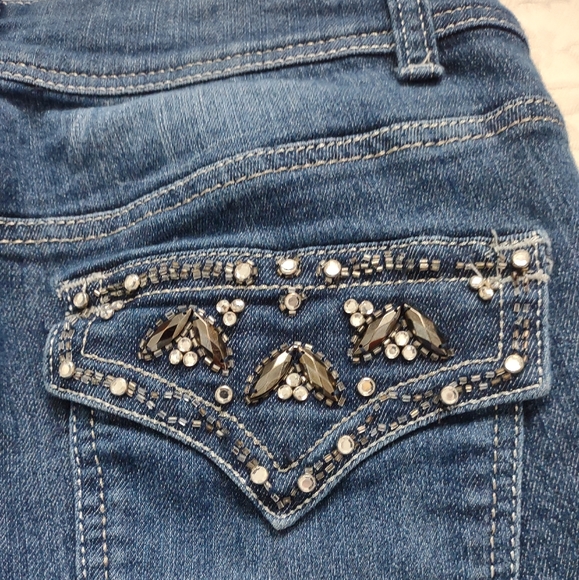 Cache crystals embellished flare wide leg jeans - Picture 3 of 10